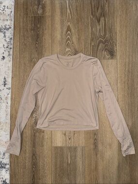 Women's Long Sleeve Crewneck Top in Light Taupe